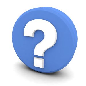 white question mark on a blue background icon